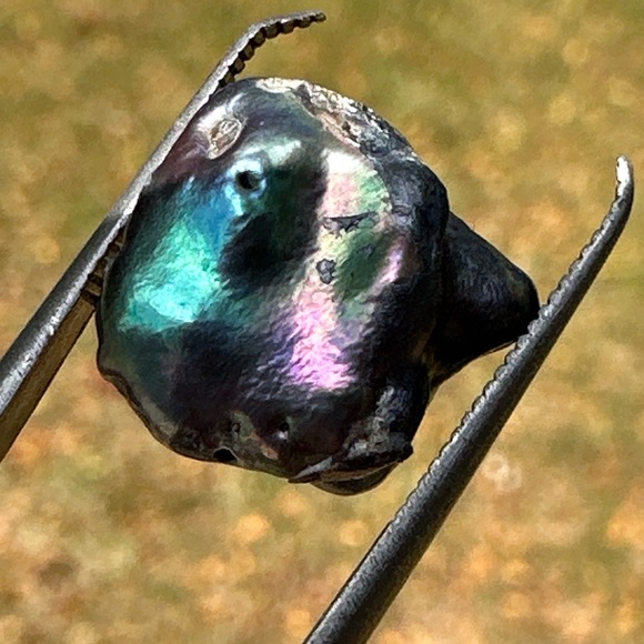 8.52ct Freeform Peacock Black Baroque Keshi Free Form Pearl Drilled Pearl - Picture 13 of 17